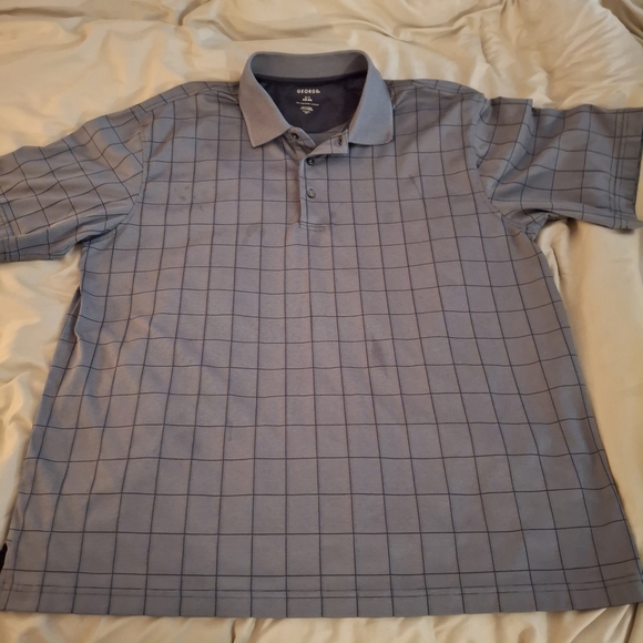 George Men's Polo in Dark Gray Checkered Pattern - Picture 3 of 7